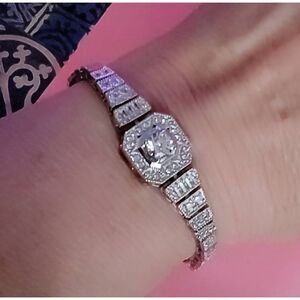 Gorgeous New Luxury Lab Created White Sapphire Statement Bracelet